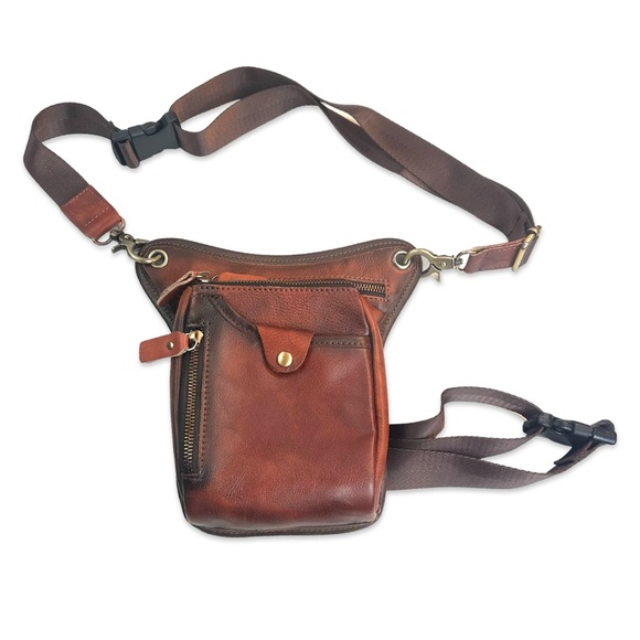Genuine Leather Tactical Leg Bag Pouch Messenger Hip Bumbag Waist Pack NWOT - Picture 6 of 13